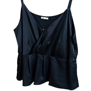 NWOT Women’s Edgely from Maurice’s Black Satin Peplum Top